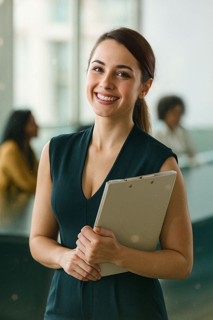 Administrador, Corporativo, colaborador, secretária, mulher, sorriso